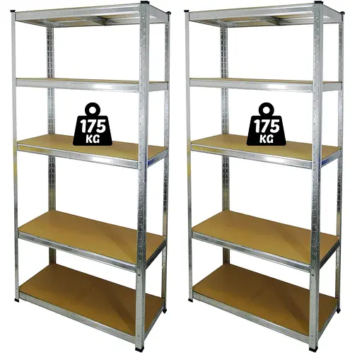 Набір з 2-х металевих стелажів (180 x 90 x 30 см) 5 полиць навантаження 175 кг на полицю Сірий - фото 1