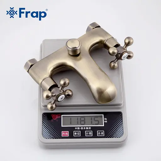 F3019-4 Змішувач для ванни двохвент. короткий лит.гусак шток.перемикач бронза Frap 1/8 Бронза - фото 6