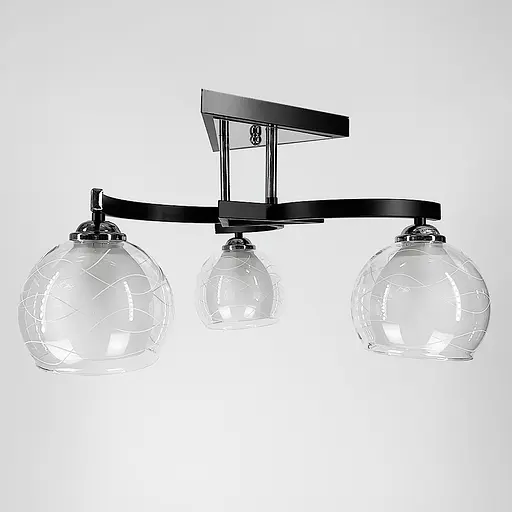 Стельова люстра в чорному корпусі на 3 подвійних плафони Line.F 51098/3 - фото 1