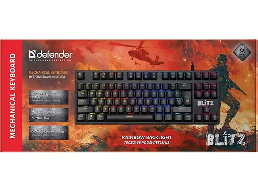 Провідна клавіатура Defender Blitz GK-240L EN Rainbow RGB-підсвічування та постачання - фото 9
