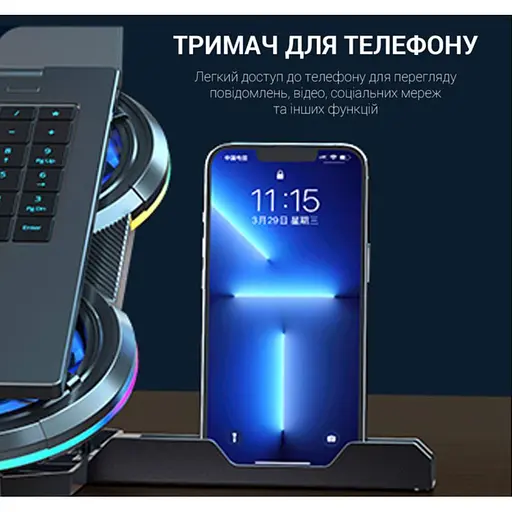 Охолоджувальна підставка для ноутбука до 18 дюймів GamePro GPCP-770 6xfans - фото 8