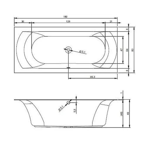 Ванна акриловая Rho Lnares Velvet 180x80 BT4610500000000 Белый матовый - фото 2