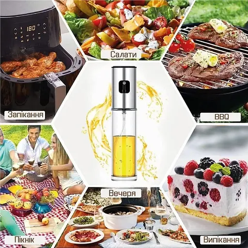 Распылитель диспенсер бутылка спрей для масла, уксуса, соусов, 100 мл стекло, Kitchen Master Медный 86402 - фото 10