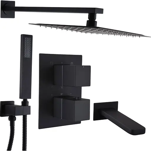 Душова система прихованого монтажу Topaz Odiss To 08117-L03-BLTermostat Smart box, Чорний матовий - фото 1