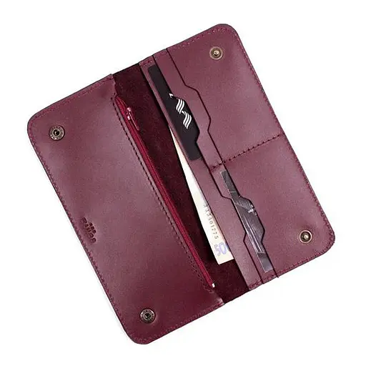 Кожаный портмоне Mark 2 бордовый - фото 3