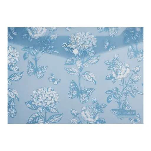 Папка-конверт А4 на кнопці MYOSOTIS ARABESKI синьо-сіра BM.3943-95 BUROMAX матовий напівпрозорий пластик (4823126816340) - фото 1