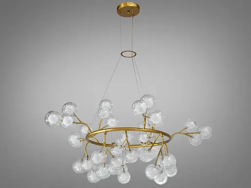 Багата люстра в спальню "Світлячок", на 45 ламп, золото сатин - фото 1