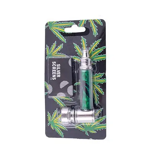 Трубка курильна металева №HL-YD-007 Green Коноплі (10908) - фото 2