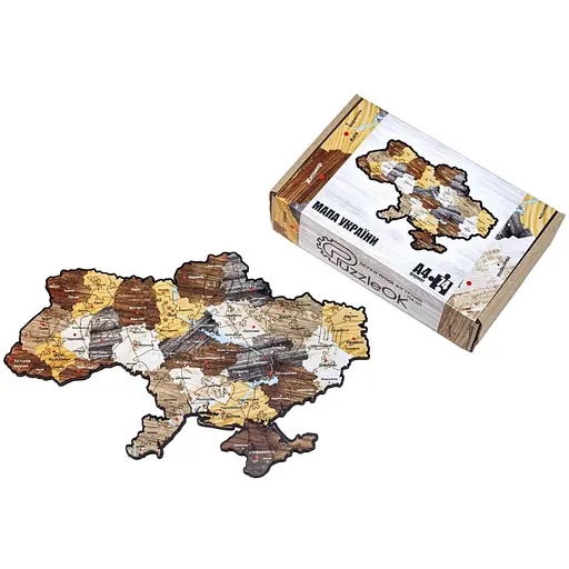 Фігурний дерев'яний пазл PuzzleOK A3 Карта України 74 елементи PuzA3-01210 