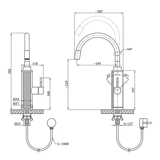 Проточный водонагреватель Kroner KRP Volt – ESG087RSS с дисплеем CV023251 - фото 2