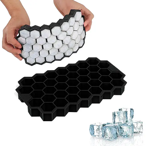Многоразовая силиконовая форма для приготовления льда с крышкой в виде сот, Kitchen Master Черный 87747 - фото 2