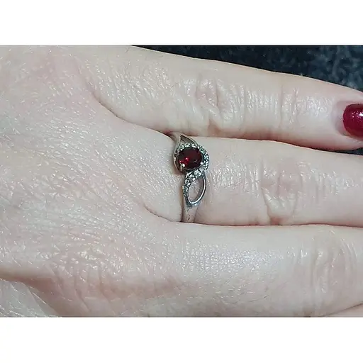 Серебряное кольцо Агни Апрель с гранатом. 1938/1Р-GAR 17 - фото 2