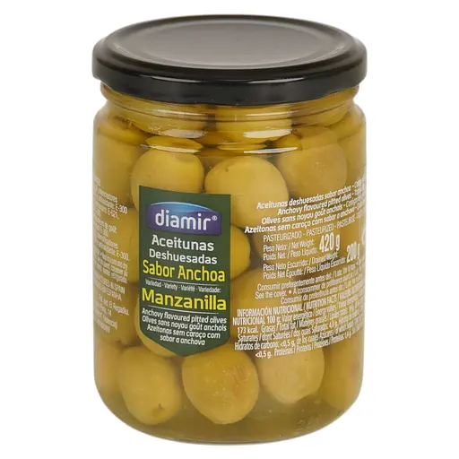 Оливки зеленые Diamir без косточки Аромат анчоуса Manzanilla 420 г - фото 4