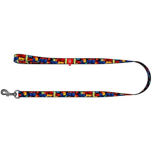 Повідець для собак Waudog Nylon нейлоновий, малюнок "Блоки", S - фото 2