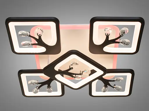 Лед люстра з пультом, димером і підсвічуванням, 90W, чорна - фото 2