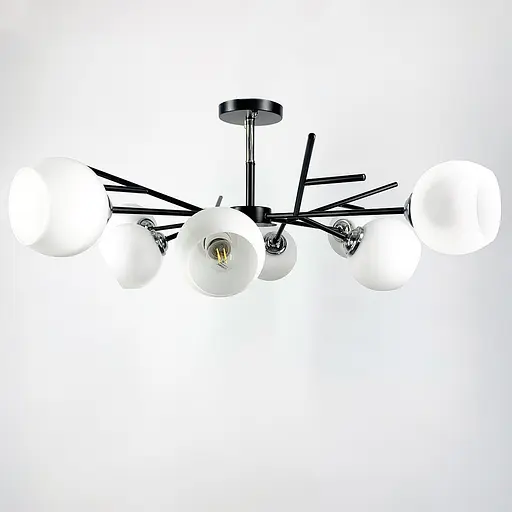 Стельова люстра в чорному корпусі на 8 плафонів | Арт. 088N/8 BK | Line F - фото 4