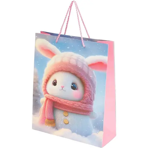 Пакет подарунковий Зайчик у снігу YX05092 M Різнокольоровий - фото 1