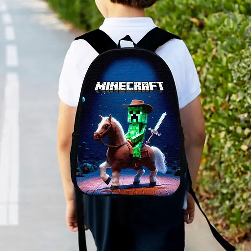 Рюкзак детский майнкрафт крипер на коне "Minecraft" 34х27см, городской ранец для мальчика (00531)