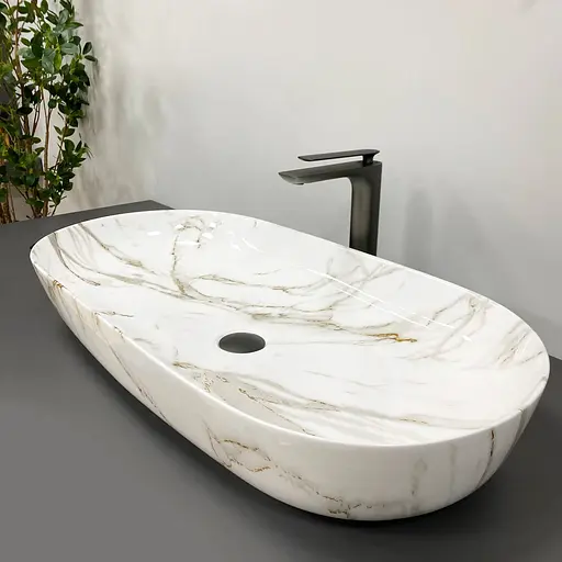 Умивальник VBI Andria M aiax glossY накладний VBI-011702, Мармур - фото 2