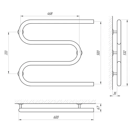 Полотенцесушитель Laris Змеевик 32 РС3 600x500 71207203, Хром - фото 2