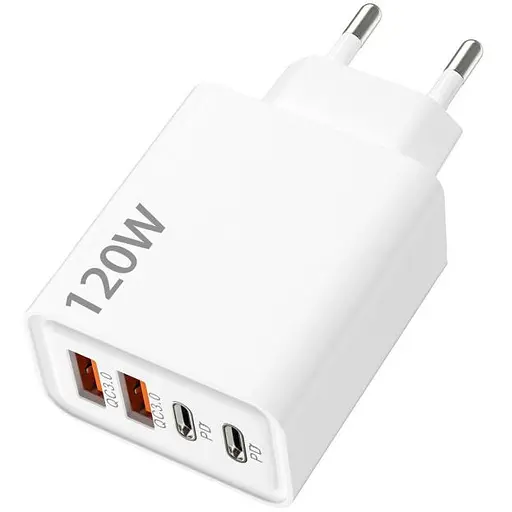 Зарядний пристрій ILEPO 120W швидка зарядка для телефону / планшета 2 USB + 2 Type-C White (19025)
