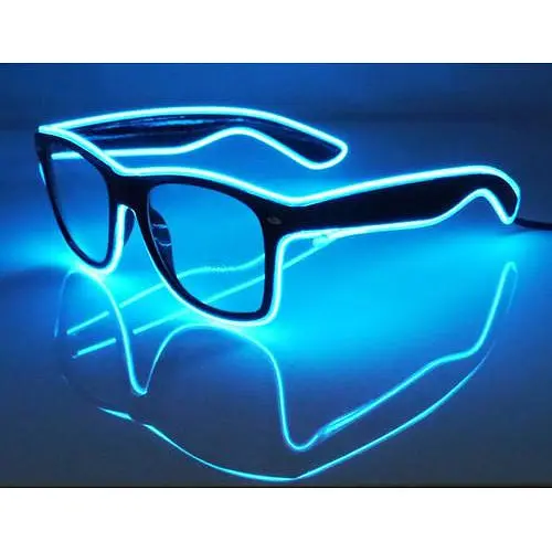 Очки светодиодные Leds прозрачные El Neon ray ice blue неоновые