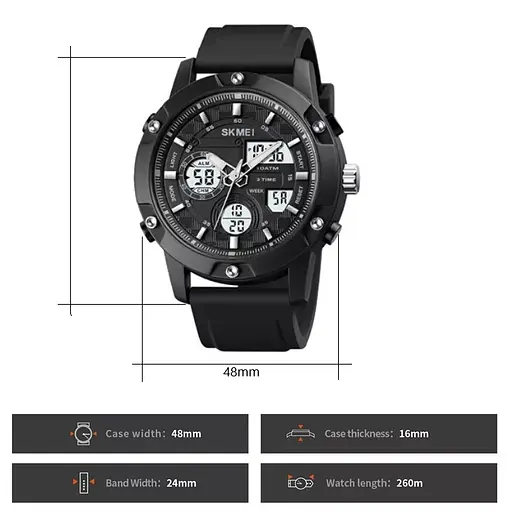 Наручний годинник чоловічий Skmei 1757 Black White, 1757BKWT (18426) - фото 7