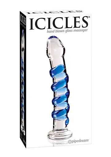 Скляний фалоімітатор Icicles №05 17.8 см синій - фото 3