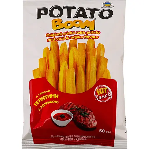 Палочки Potato Boom Hit snack с телятиной и аджикой 25 г - фото 1