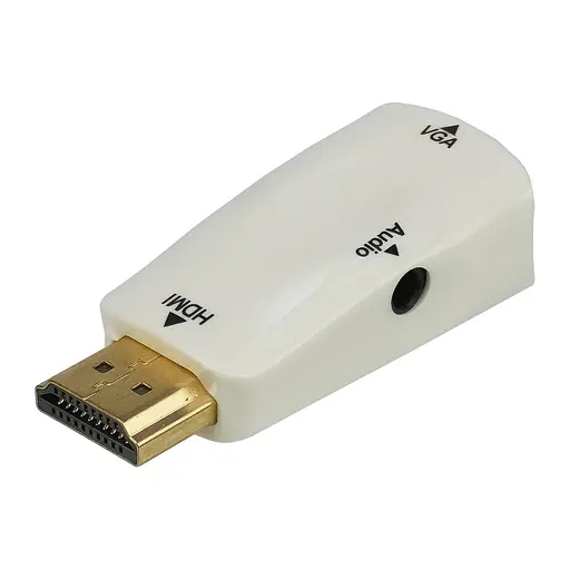 Адаптер перехідник HDMI VGA F + AUX 3.5 білий - фото 2