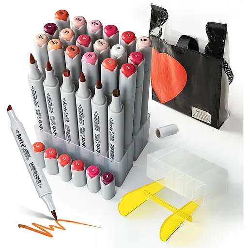 Спиртовые маркеры Arrtx OROS ASM-03RD 24 цветов, красные оттенки.