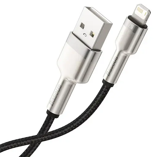 Кабель Baseus Cafule Series Metal Data Cable USB to IP 2.4A 0.25m Black - фото 4