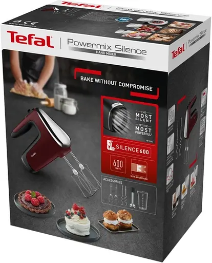 Міксер ручний Tefal Powermix Silence 600Вт насадки-4 турборежим бордовий - фото 6