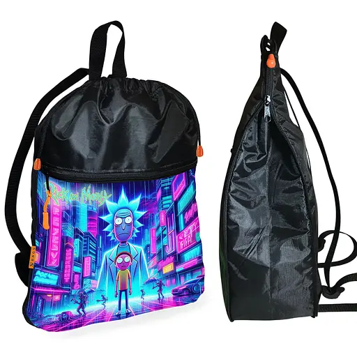 Рюкзак-мішок для взуття, спортивної форми Рік і Морті дитяча сумка для змінки з розширювачем (01387)