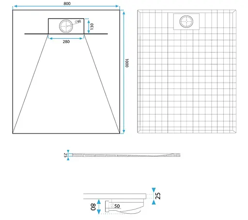 Душовий піддон Rea Bazalt 80x100 white REA-K3300 Білий - фото 6