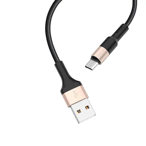 Кабель посилений нейлоновий Hoco X26 Xpress Micro USB 1 м чорно-сірий - фото 1