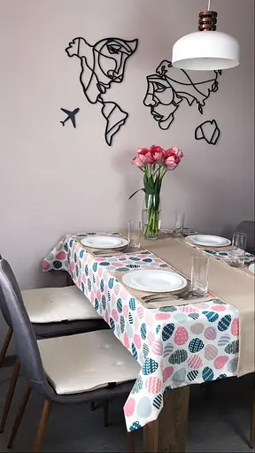 Водоотталкивающая Скатерть Пасхальная крашенка (розовая) 220х140 см (+ 4 салфетки 30х40)