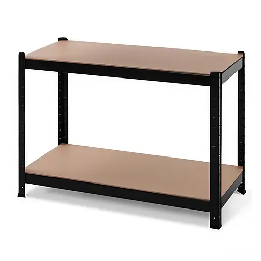 Стелаж металевий 100x90x40 см ЧОРНИЙ 2 полички MДФ (5 мм) БОНА-ПРО