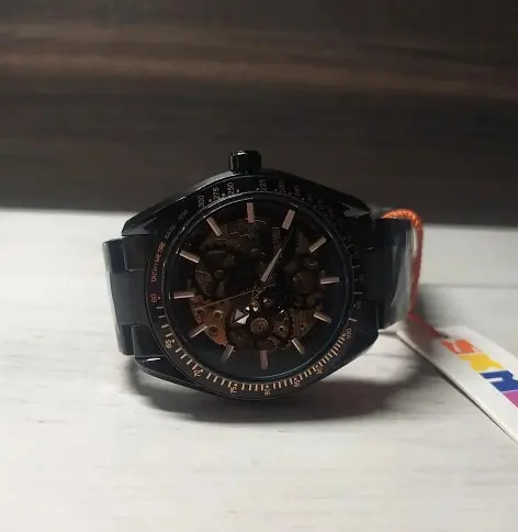 Чоловічий механічний годинник Skmei 9194 скелетон (Чорний) - фото 6