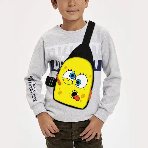 Сумка через плече дитяча Губка Боб 29х17 см сумка слінг для хлопчика (02058)