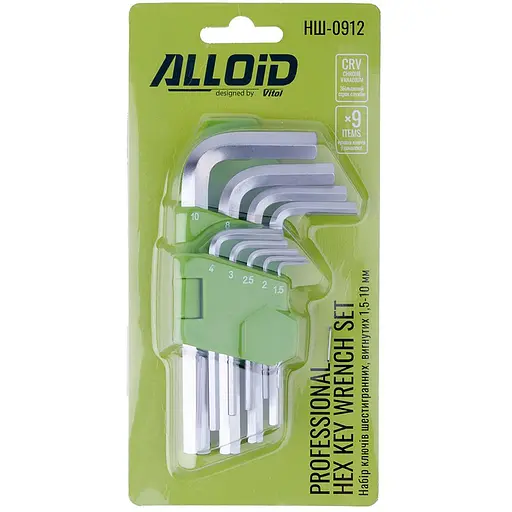 Набір ключів шестигранних Alloid вигнутих 1.5-10 мм 9 предметів (HS-0912) - фото 3
