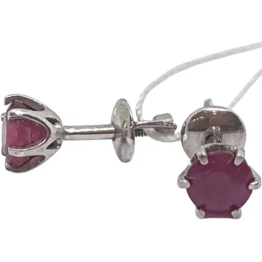 Срібні сережки Агні Ранет з рубіном. 2637/9Р RUB