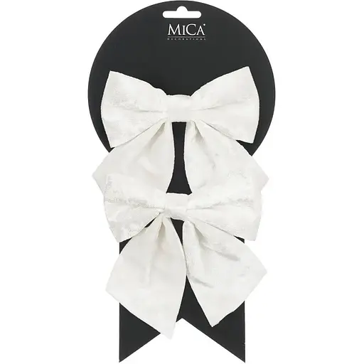 Бант декоративний Mica Decorations 13 см білий велюр 2 шт. (1181201)