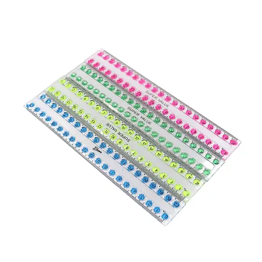 Лінійка Super value, 4773-30, 20 см, прозора (В асортименті), 12 шт. в упаковці