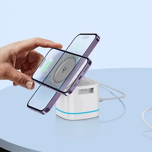 Беспроводное зарядное устройство для TheGeneral BlitzLink 15W с подсветкой белое (40051419-08) - фото 6