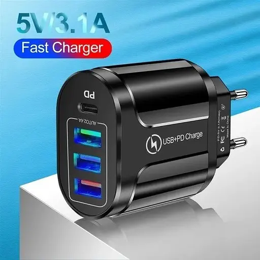 Зарядний пристрій Mirrow 3 USB Type-C Super Charge/Quick Charge 3.0 5V/2.4A Black (355621451) - фото 5