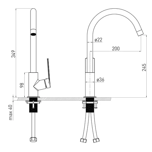 Змішувач для кухні Volle Cante 26 мм cepillado níquel 1512.111002 Нікель - фото 2