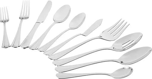 Набір столових приладів із нержавіючої сталі, 65 предметів, із зубчастим краєм - фото 3