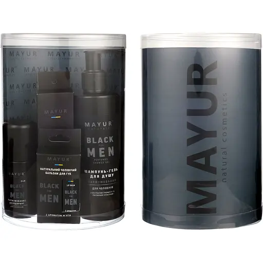 Чоловічий набір Mayur Black for men натуральний: шампунь, дезодорант, парфуми, бальзам