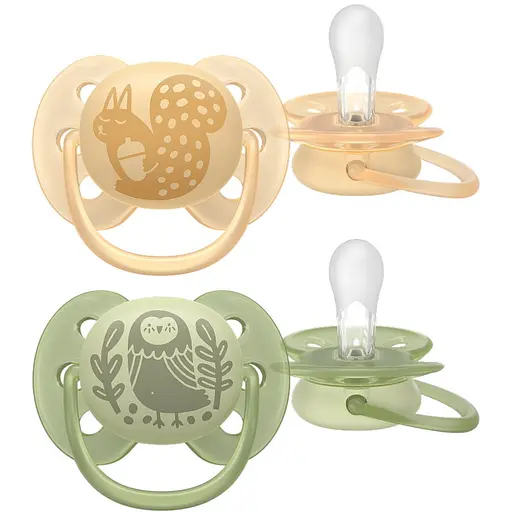 Пустышка Philips Avent Ultra Soft 6-18 мес. 2 шт. желтая с зеленым (SCF091/46)
